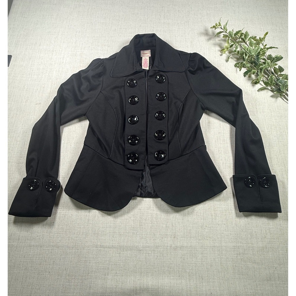 Candies Black Peplum Military Blazer Jacket Junior XL Womens Small 21294ECK
